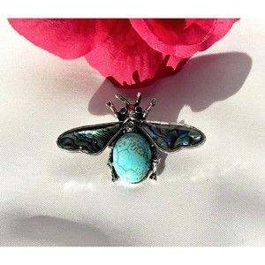 Abalone Blue Howlite Bee Brooch Or Pendent Hand Made Healing Reiki